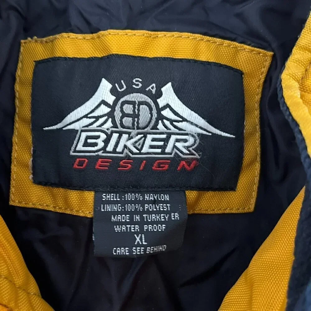 BD Biker Design Men's Yellow Waterproof Reflective Biker Jacket Sz XL